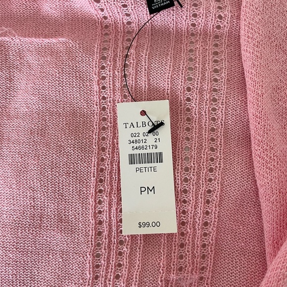 Talbots Linen blend Pink Cardigan Sweater Open Front Long Length - Picture 6 of 10